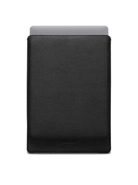 Woolnut Black Leather Wool Lined Laptop Slip Case Sleeve for 15-inch MacBook Air